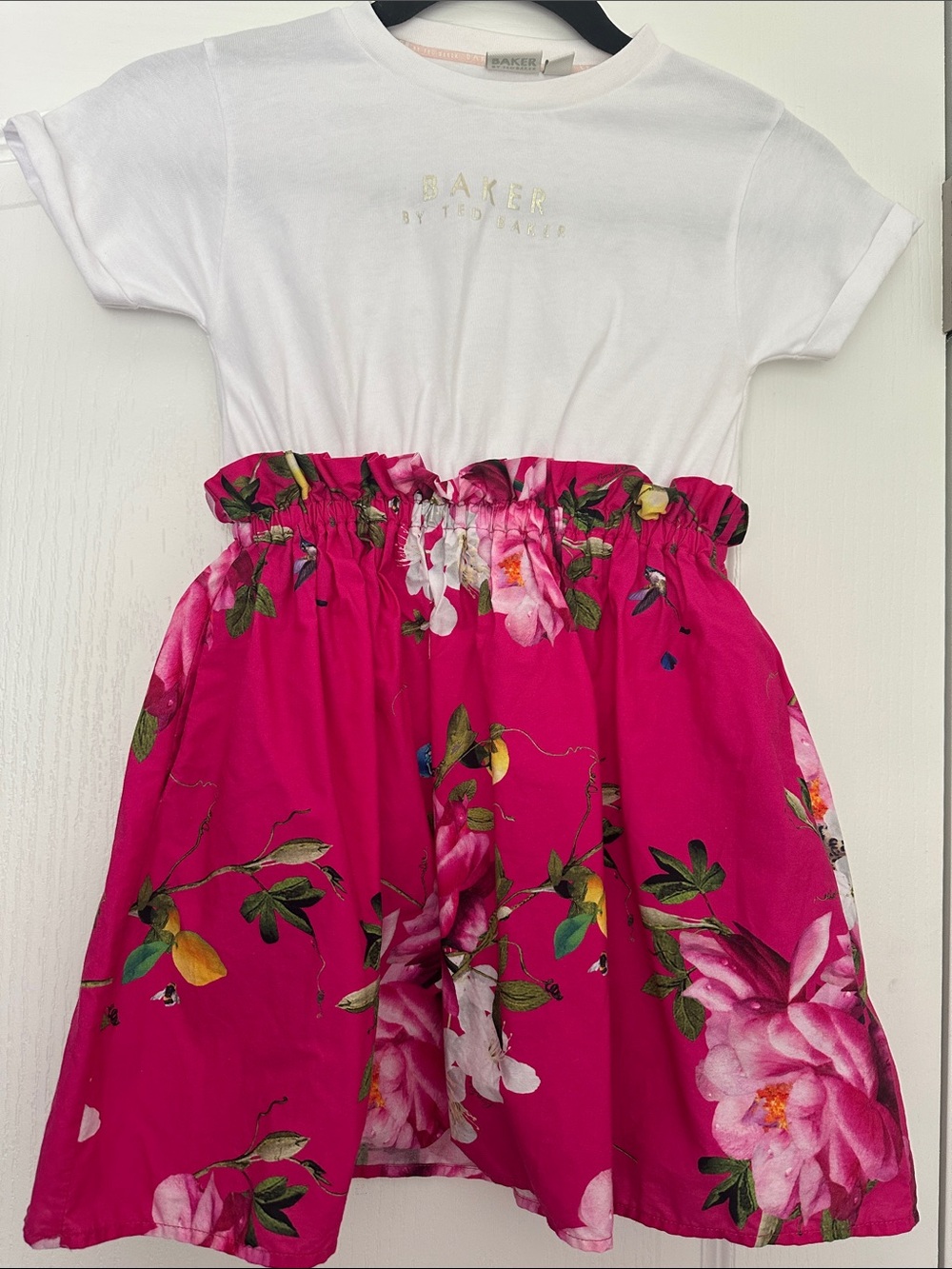 Ted Baker White Top with Fuchsia Floral Skirt